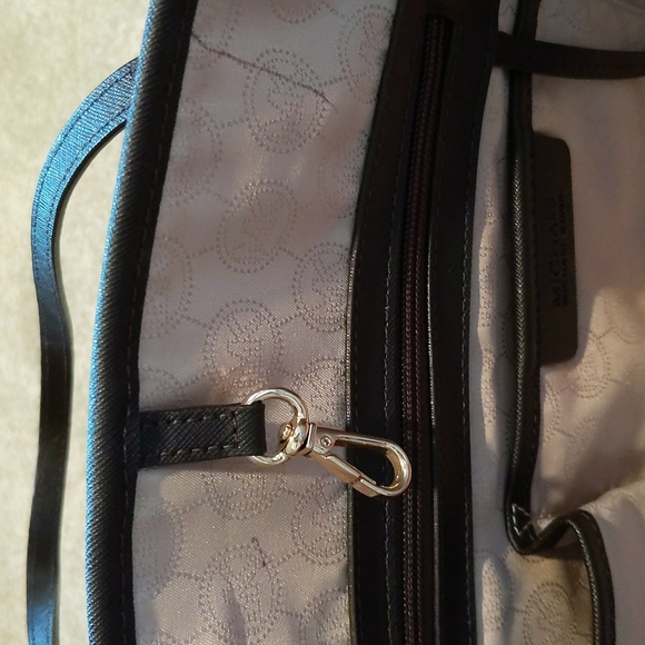 👜 Michael Kors Snakeskin Stripe with MK Logo Print Canvas Jet Set Travel Tote - Picture 9 of 12